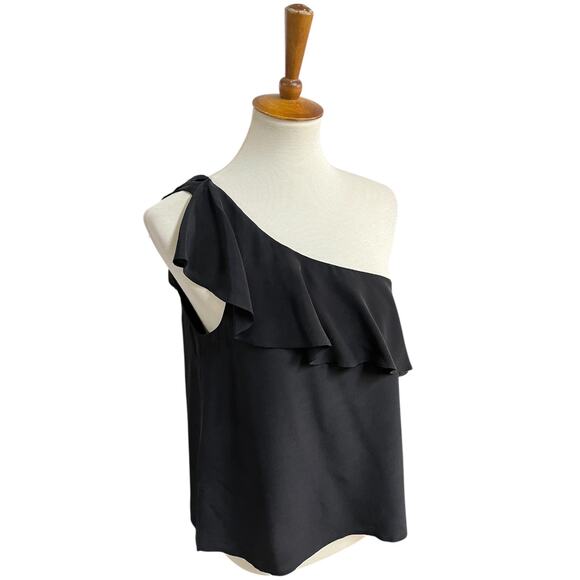 Anthropologie Maeve 100% Silk One Shoulder Ruffle Top Blouse Size 10 - Picture 6 of 11
